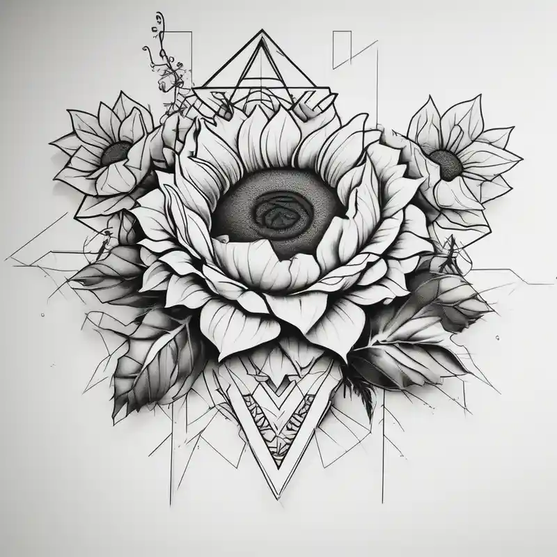 sunflower and roses floral sleeve tattoo glitter tattoo